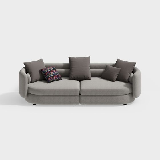 Elegant Low-Polygon Sofa 3D Model