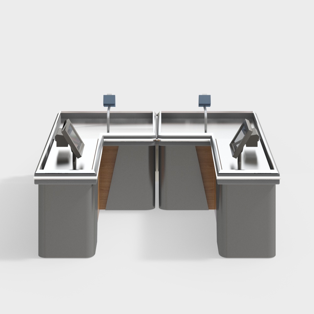 Industrial style supermarket checkout counter