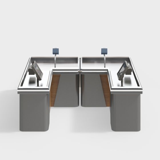 Stylish Double Workstation 3D model for Modern Offices