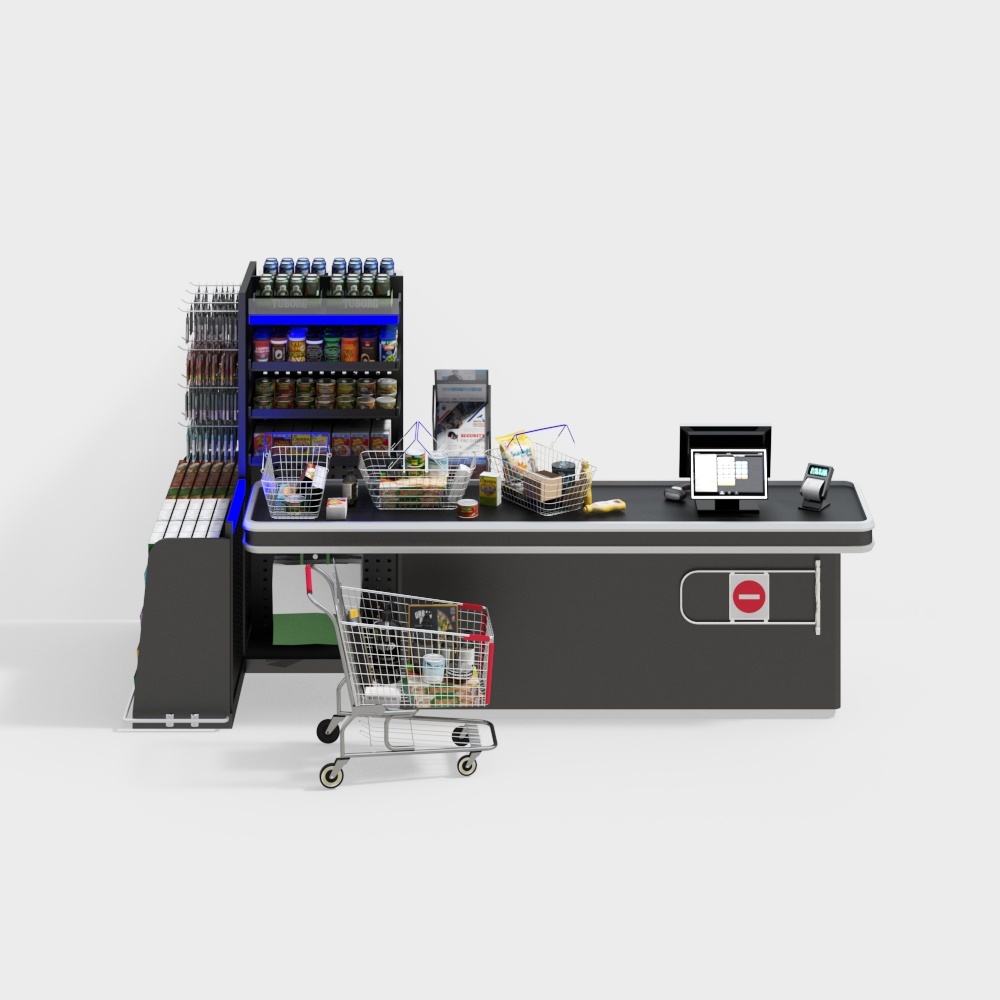 Modern supermarket checkout counter