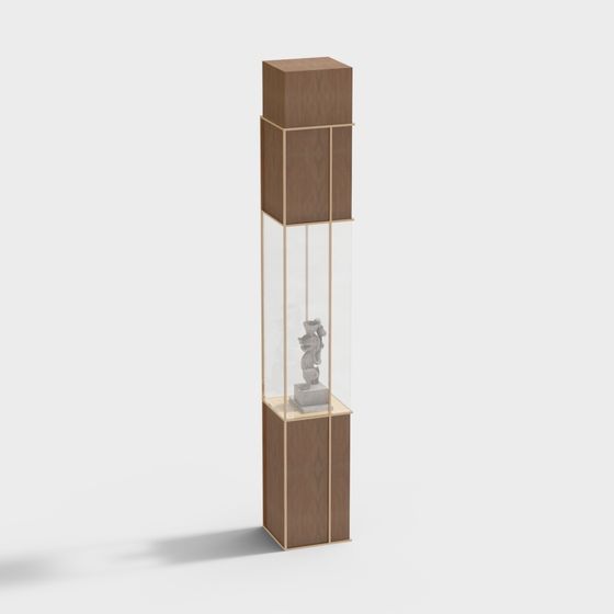 Elegant Low-Poly Display Cabinet 3D model