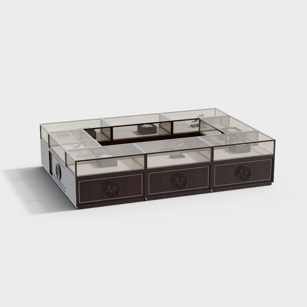 Elegant Low-Polygon Display Cabinet 3D model