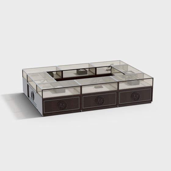 Elegant Low-Polygon Display Cabinet 3D model