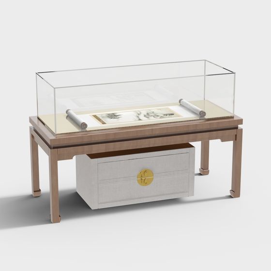 Brown Hyde Bar Table with Stainless Steel Legs 3D Model