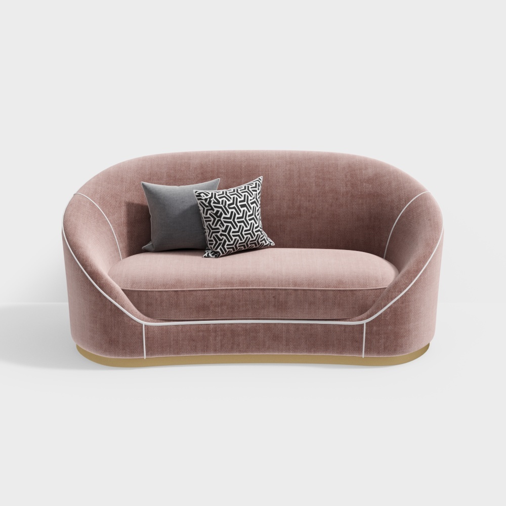 Sofa 2 chỗ màu hồng hiện đại