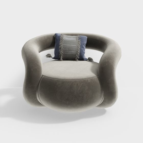 Elegant Low-Poly Velvet Armchair 3D model