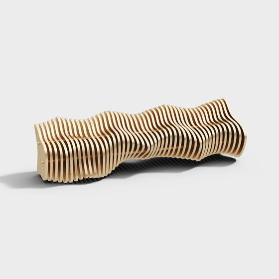 Wave Curved Wood Chair 3D model