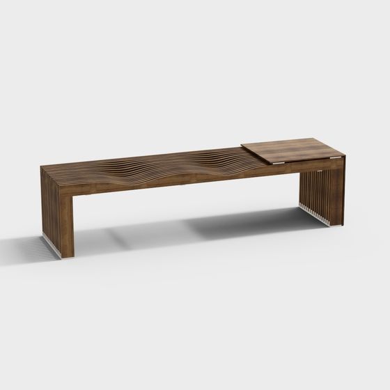 Wave Wood Table 3D model for Interior Designs