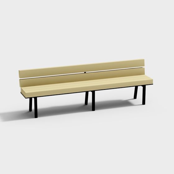 Elegant Low-Poly Park Bench 3D model