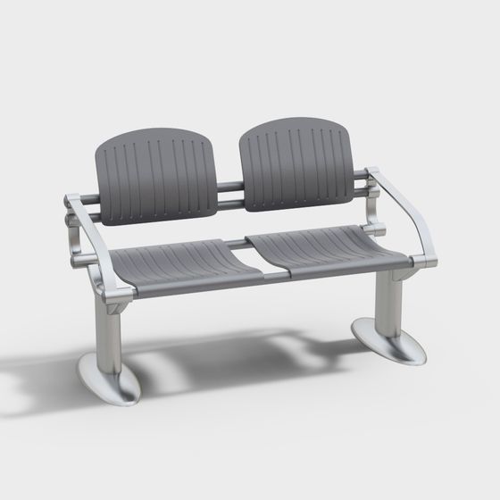 Sleek Two-Seater Public Bench 3D model
