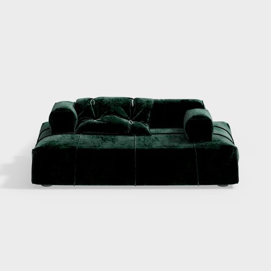 Luxurious Low-Polygon Velvet Sofa 3D model