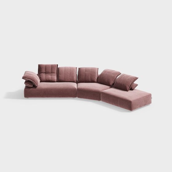 Stylish Low-Polygon Modern Sofa 3D model
