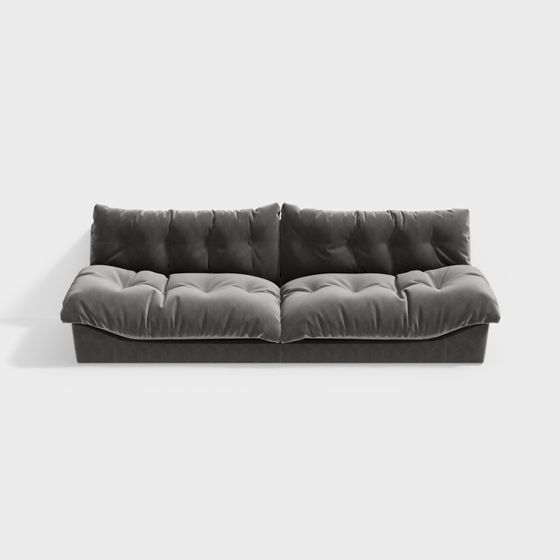 Elegant Gray Velvet Sofa 3D model for Modern Interiors