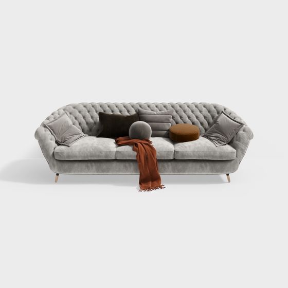 Elegant Low-Polygon 3D Sofa Model for Modern Interiors