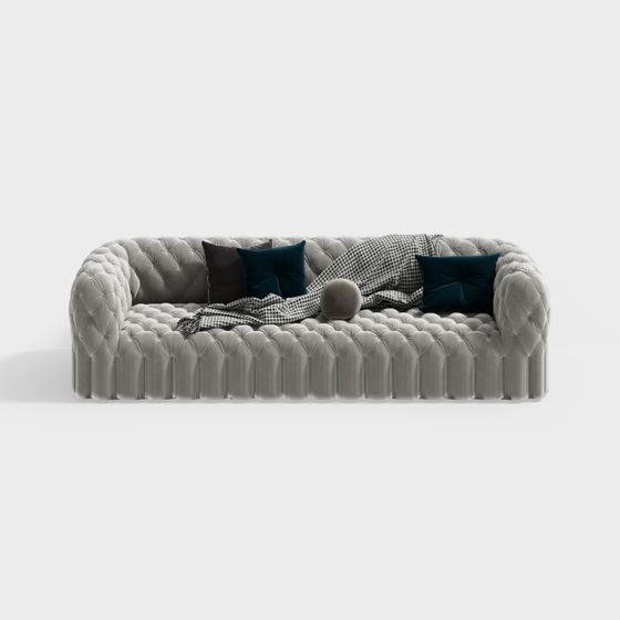 Stylish Grey Velvet Sofa 3D model for Modern Interiors