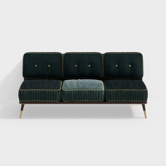 Stylish Low-Poly 3D Sofa Model with Vintage Appeal