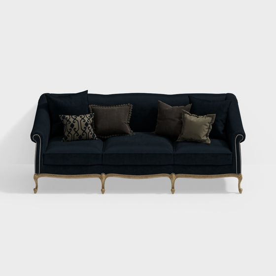 Elegant Velvet Sofa 3D model