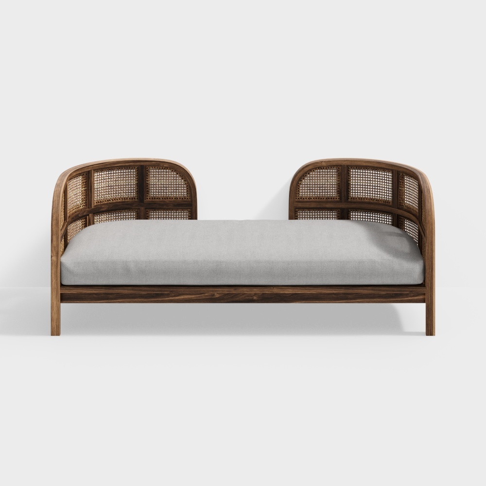 Elegant Rattan Daybed 3D Model – Modern Interior Furniture