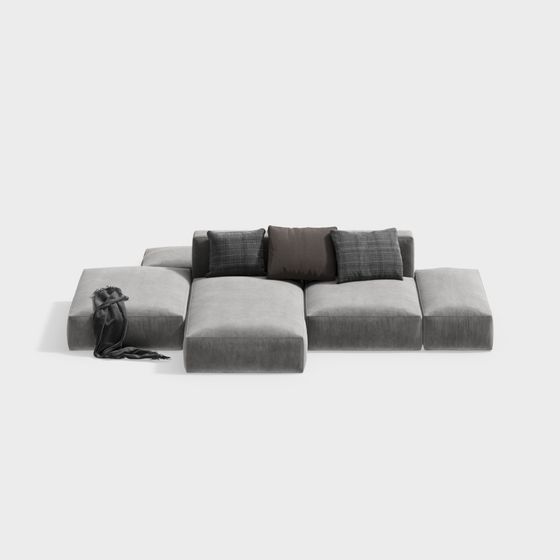 Modular Sofa 3D Model with Unique Elegance