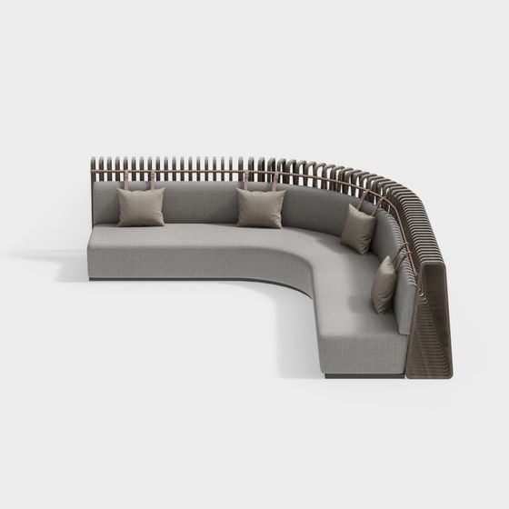 Booth Seating 3D Model in Gray for Cozy Interiors