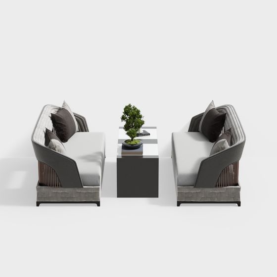 Trendy Booth Seating 3D Model in Gray