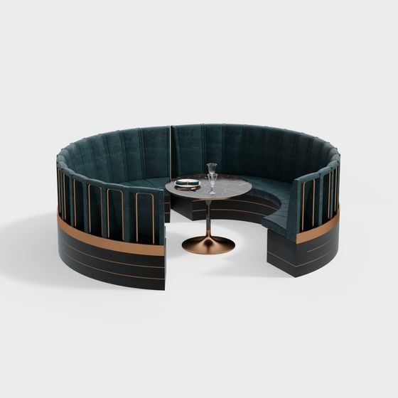 Elegant Circular Velvet Booth 3D model for Modern Interiors