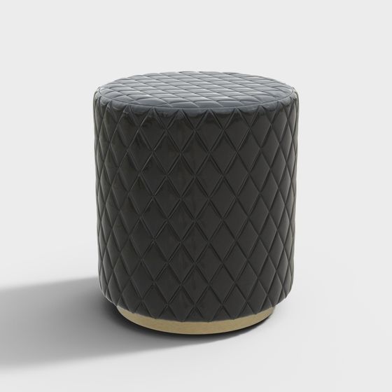 Elegant Round Leather Ottoman 3D model for Modern Spaces