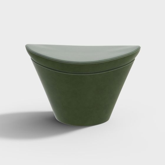 Unique Cone-Shaped Leather Stool 3D model