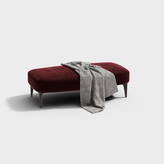 Velvet Bench 3D model for Modern Interior Design