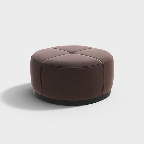 Stylish Round Leather Stool 3D model