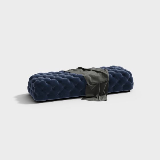 Elegant Navy Blue Pouf 3D model