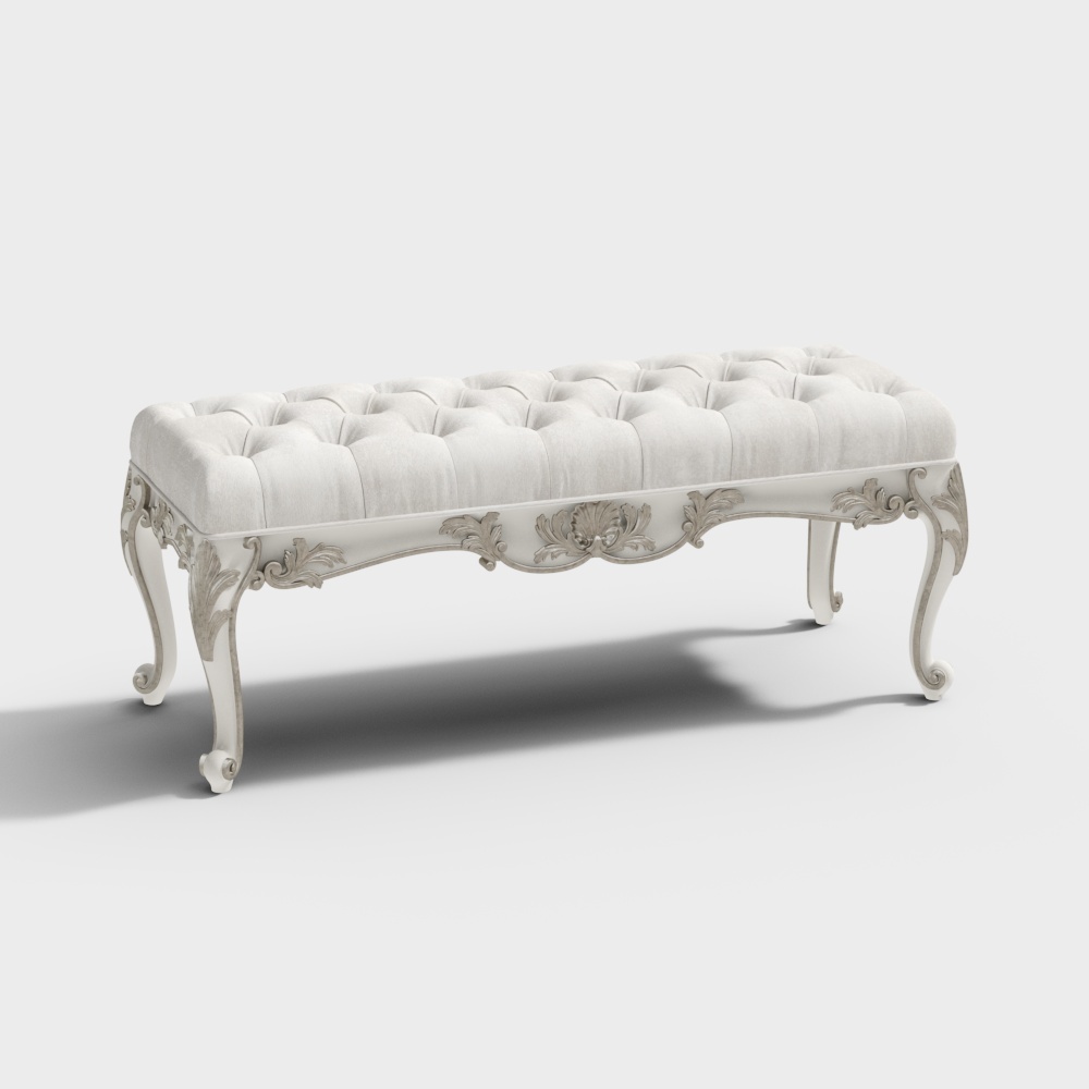 European classical white ottoman