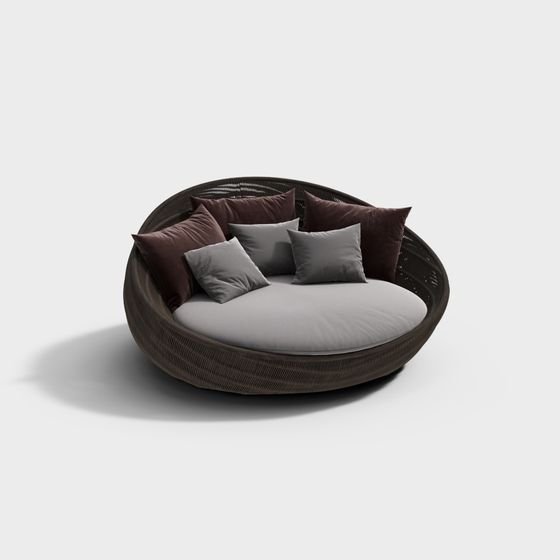 Unique Low-Polygon Round Bed 3D model