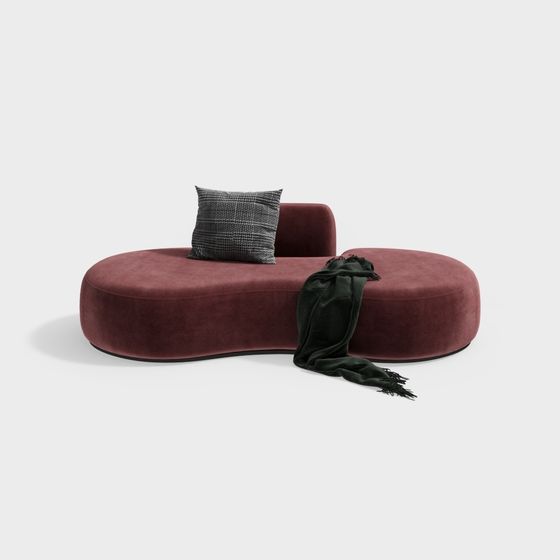 Unique Curved Sofa 3D model for Modern Interiors