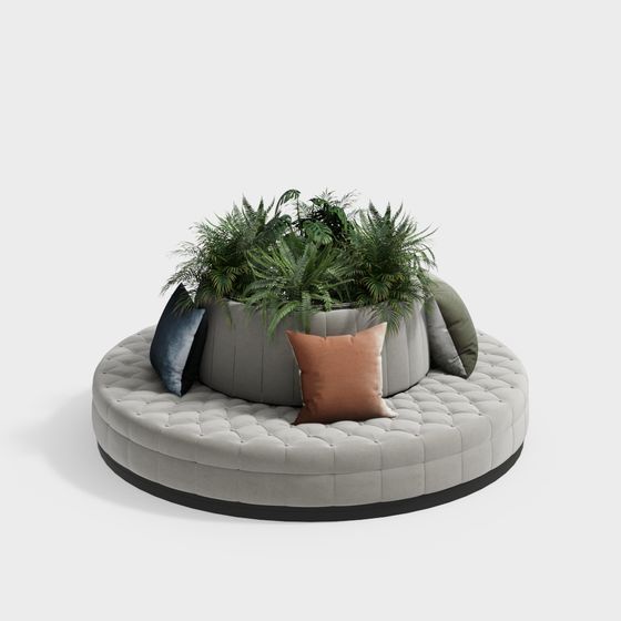 Chic Round Sofa 3D model for Modern Interiors