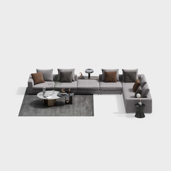 Elegant Low Polygon 3D Sofa Model for Modern Spaces