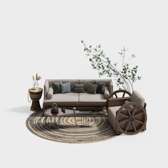 Combinazione di tavolo e divano americano