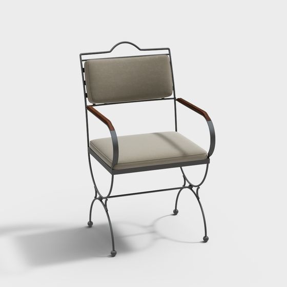 Retro Iron Chair 3D model for Contemporary Interior