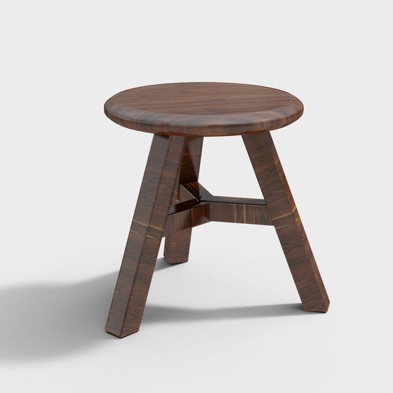 Stylish Low-Poly Round Stool 3D model