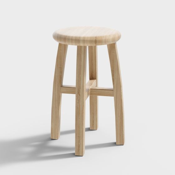 Stylish Wooden Stool 3D model for Versatile Use