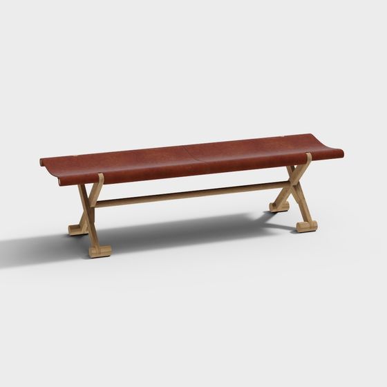Modern Leather Bench 3D model