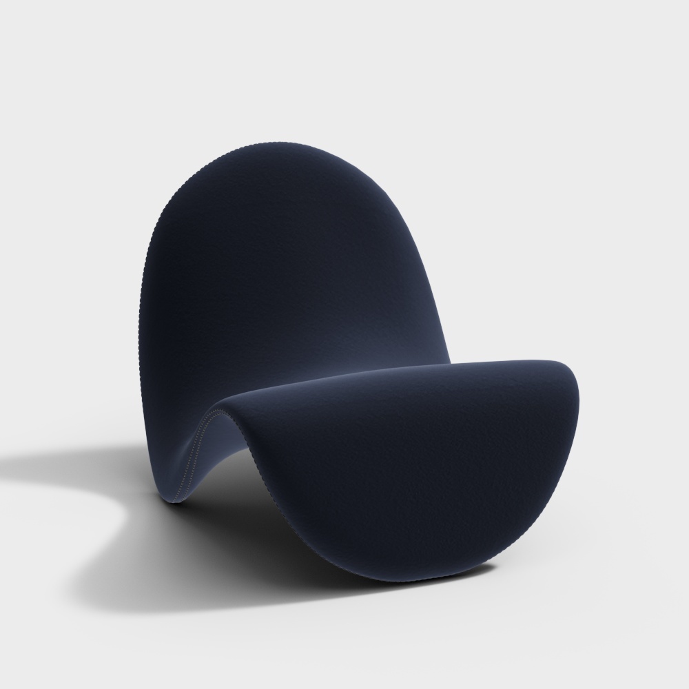 Navy Blue Leather Chair 3D Model – Sleek Design