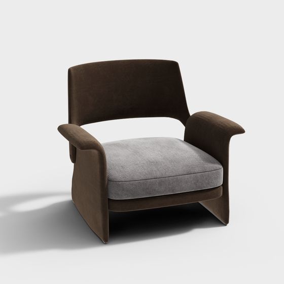 Chic Brown Suede Armchair 3D model