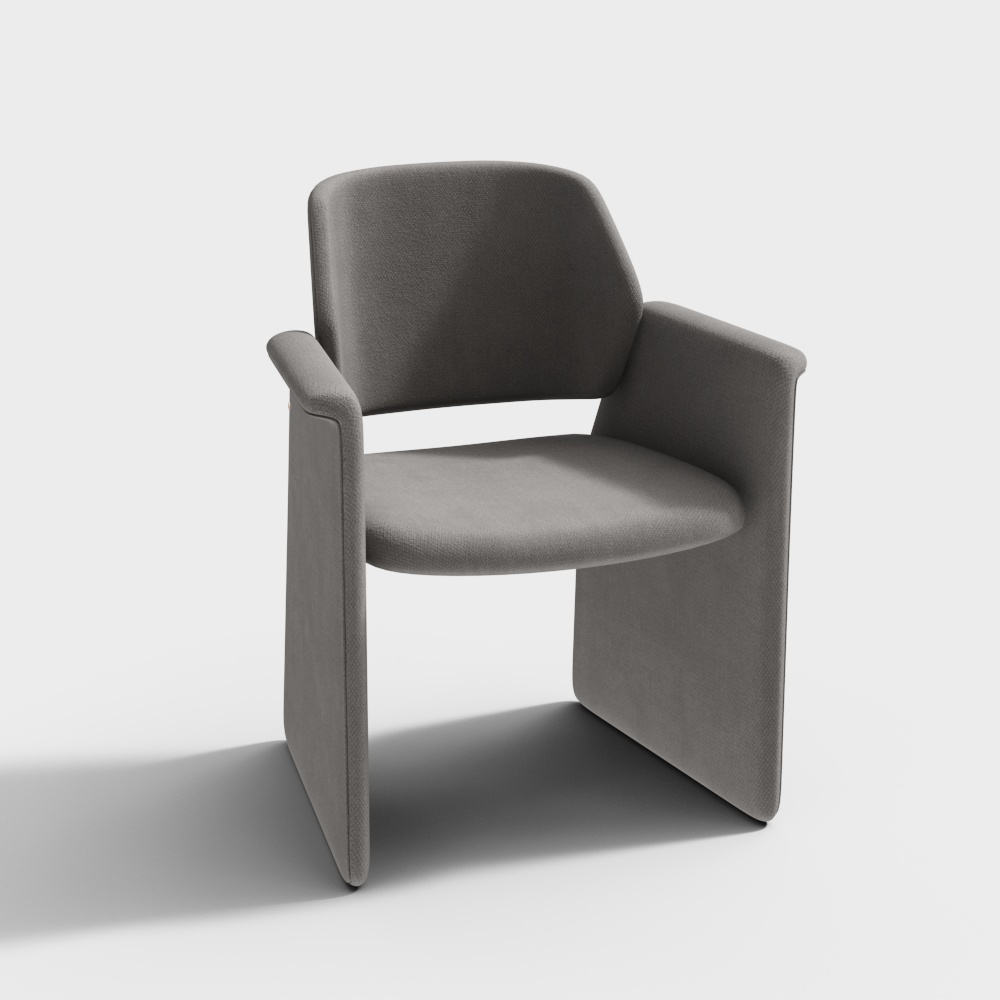Urban Sofa Chair 3D Model – Minimalist Gray Fabric