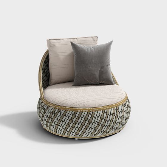 Elegant Round Chaise Lounge 3D model for Modern Spaces