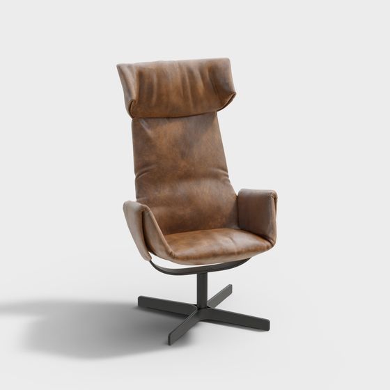 Vintage Modern Leather Lounge Chair 3D model