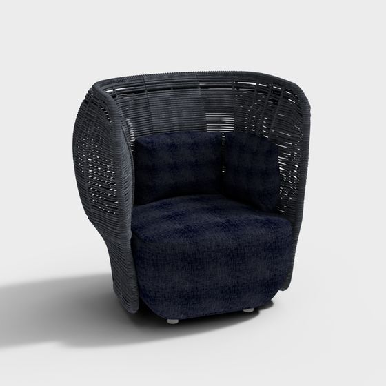 Cozy Wicker Chair 3D model