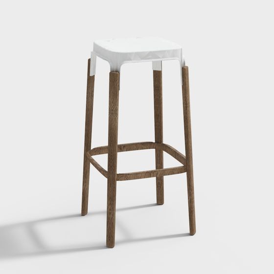 Elegant Low-Poly Bar Stool 3D model