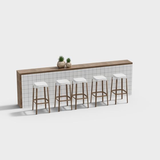 Stylish Minimalist Bar Counter 3D model