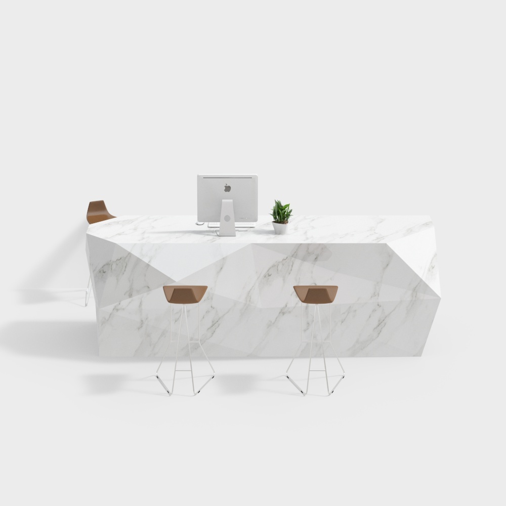Geometric Marble Reception Desk 3D model